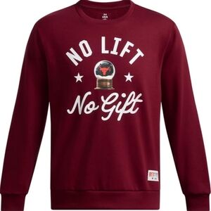 Under Armour Men's Project Rock Red One No Lift No Gift Crew Neck Sweatshirt